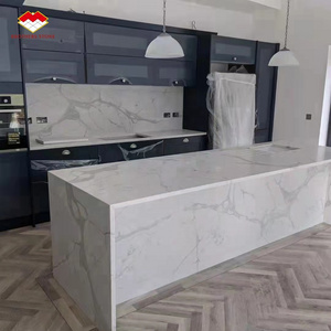 Factory wholesale artificial stone prefab kitchen island Calacatta series synthetic quartz countertops