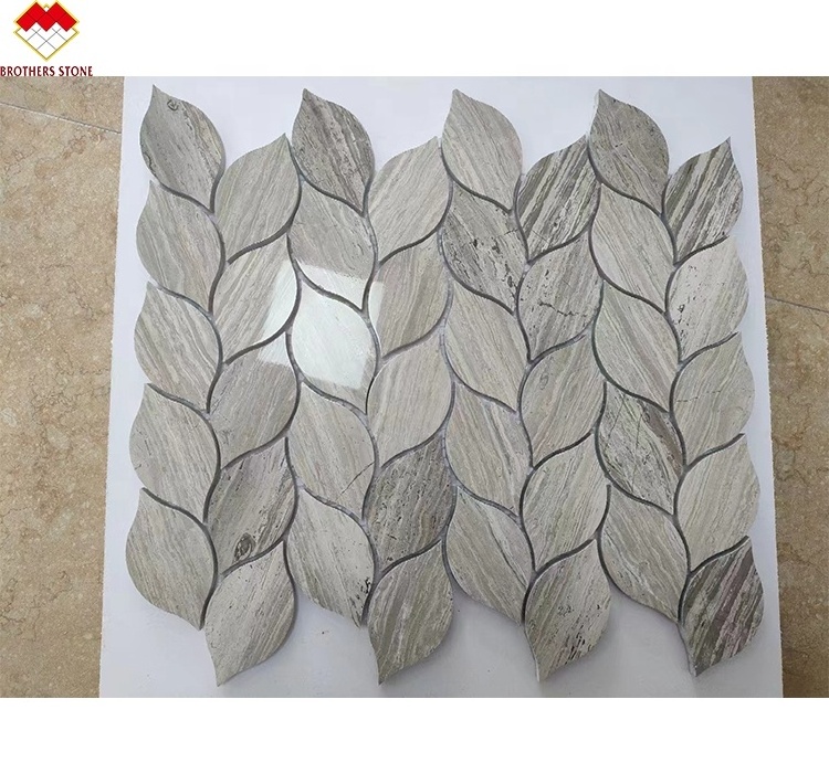 New design wooden veins marble stone mosaic tiles philippines for wall kitchen backsplash and wall flooring tiles