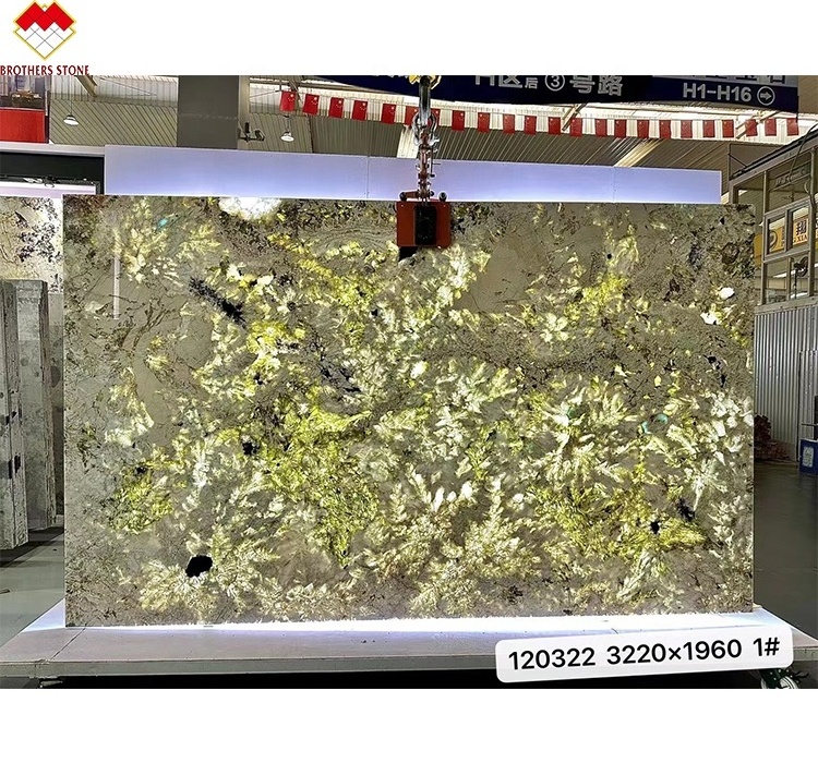 Brazil Picasso Beige Granite Slab Backlit Crystal Onyx  Marble Stone for exterior and interior wall decoration panel