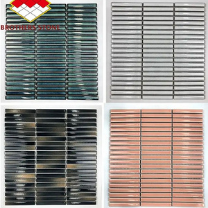 Modern Design High Quality Glazed Ceramic Green Strip Finger Kit Kat Mosaic Tiles for Ice Crack Strip Mosaic