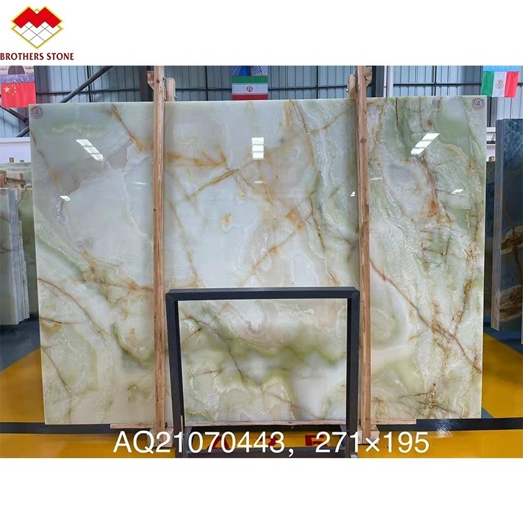 Yunfu Factory  luxury transparent Afghanistan light green onyx wholesale backlit green marble for onyx wall background