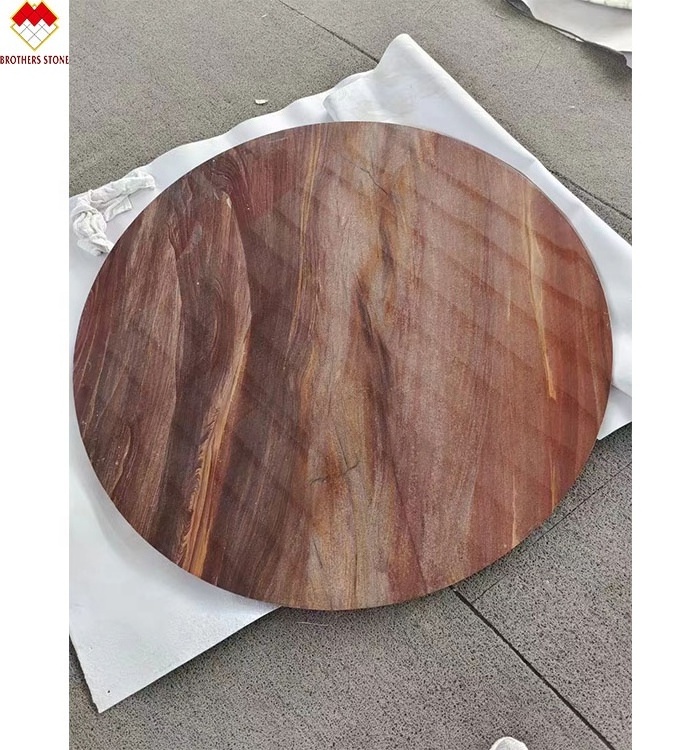 Wholesale Redwood grain verona Red Wood Look marble top center table Customized Natural Quartz Red Marble Top Coffee Table