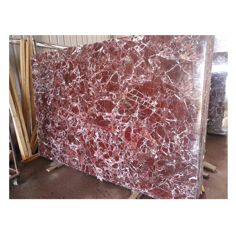 Natural Brown Rose Red Polished MarbleTurkish Red Rosso Levanto red marble with white veins