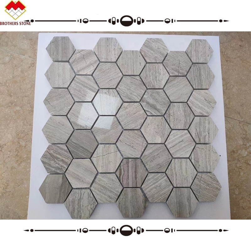 New design wooden veins marble stone mosaic tiles philippines for wall kitchen backsplash and wall flooring tiles