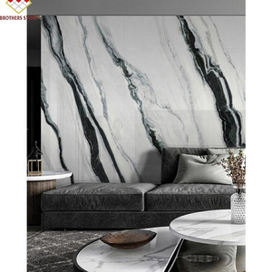 Polished Artificial Stone Panda White Marble Look Porcelain Tiles Black Veins Big Slab Wall Background White Sintered Stone