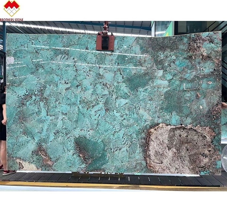 Portomare Quartzite Bright Amazon Green Marble Slabs Multicolor Verde Guatemala Dinner and Coffee Table for Villa