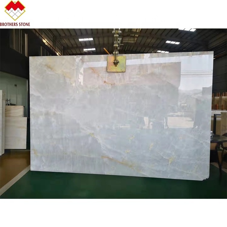 High Quality Translucent Ice Age Onyx Backlit White Marble Slab Natural Stone Form for Wall Panel Table Top Countertop Hotels