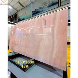 Luxury white pink onyx stone translucent pink onyx slabs and tiles for wall panel and table top