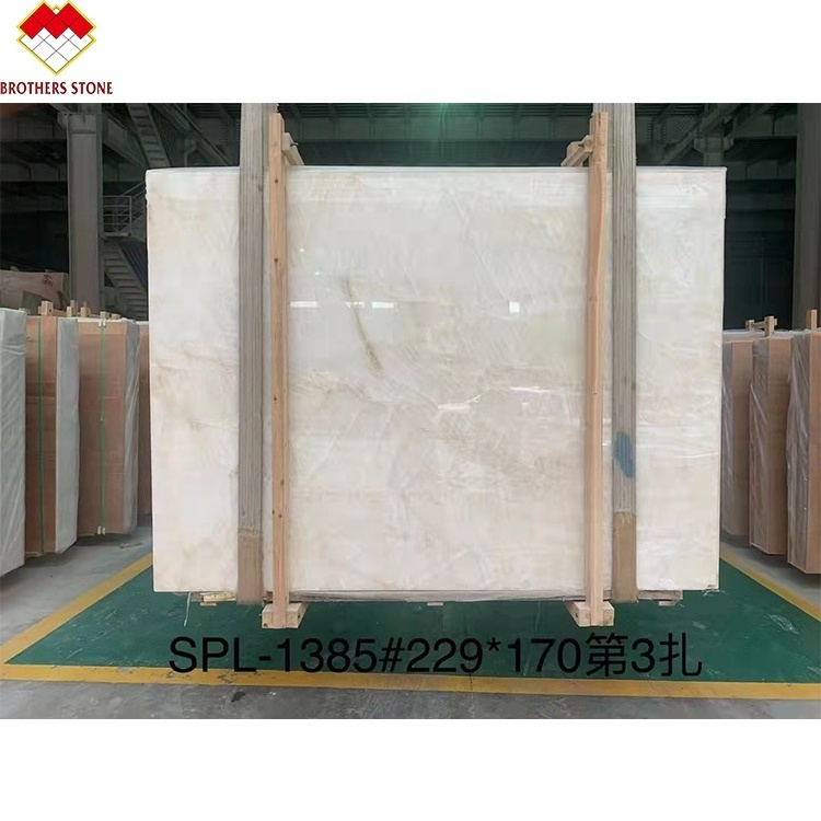 High Quality Translucent Ice Age Onyx Backlit White Marble Slab Natural Stone Form for Wall Panel Table Top Countertop Hotels