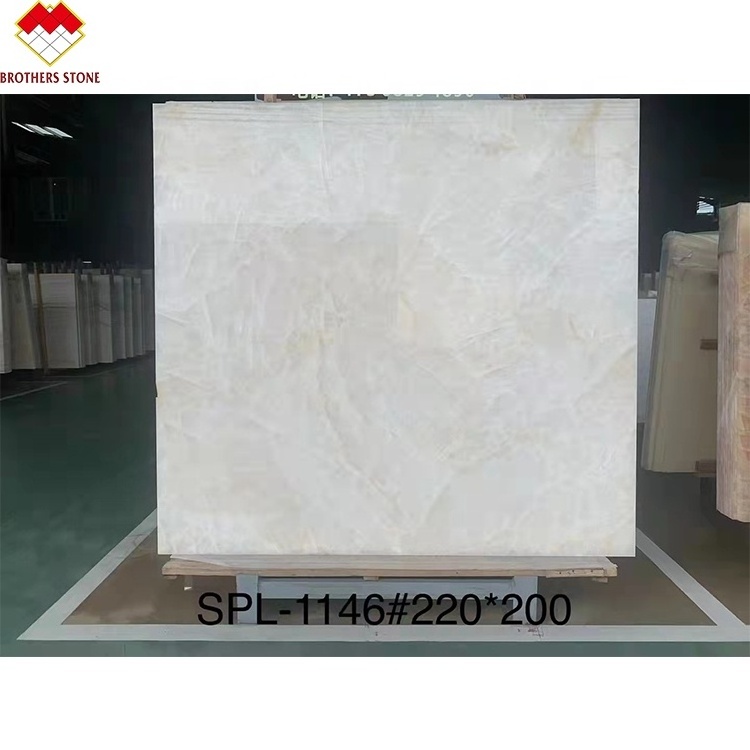 High Quality Translucent Ice Age Onyx Backlit White Marble Slab Natural Stone Form for Wall Panel Table Top Countertop Hotels