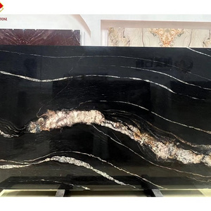 Modern Design Natural Real Black with Gold Matrix Titanium Granite Slab Magma Gold for Indoor Villa Cabinet Tops