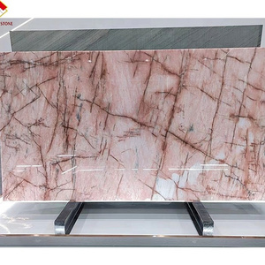 Modern Design Translucent Pink Quartzite Natural Stone for Villa Crystal Rose Pink Onyx Stone Countertop and Table Use