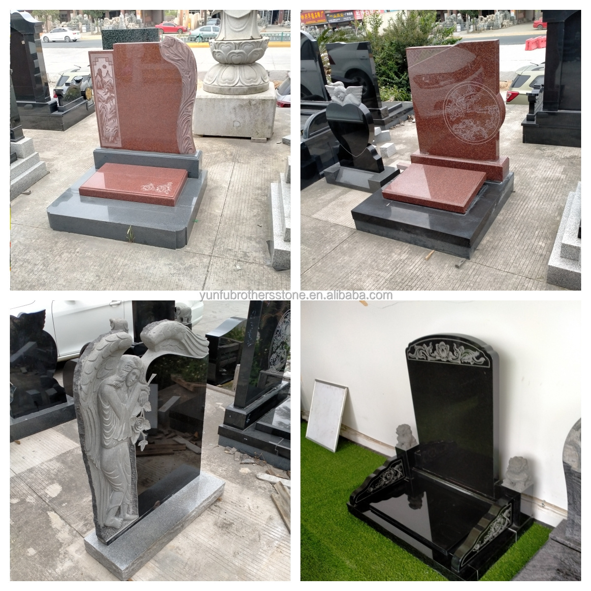 Italy style headstones cover wholesale  granite grave tombstones granite headstone base 3 stacked base