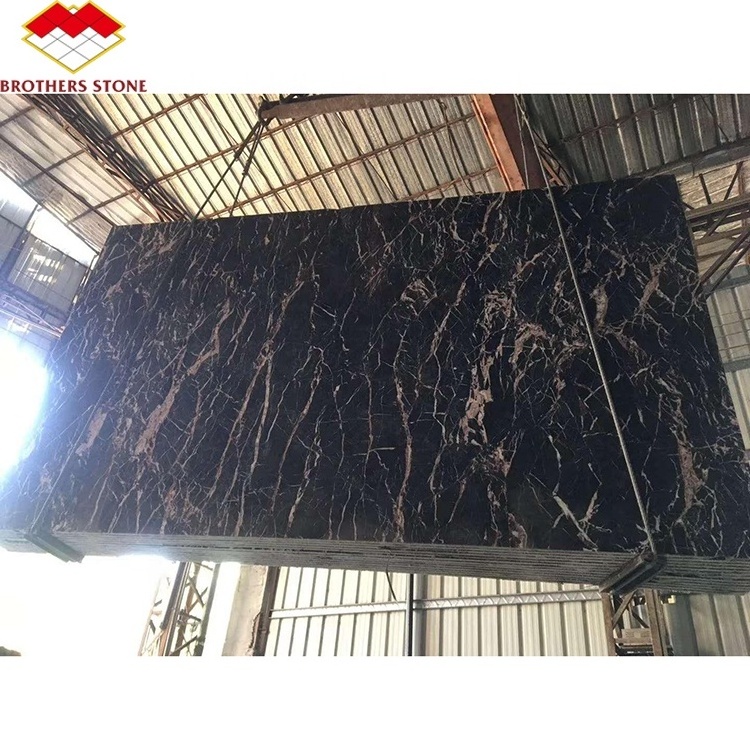 Golden black tulip marble with white red veins for home decoration brown marble stone slab