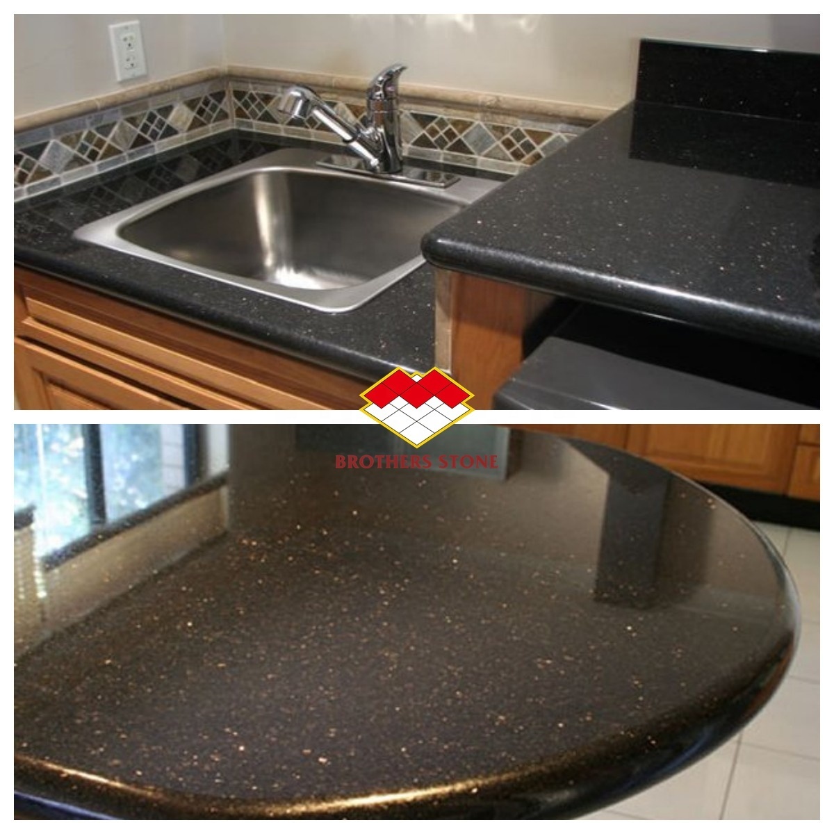 Customized 3cm thickness stone granite countertop black galaxy granite slabs in Sri Lanka and Africa