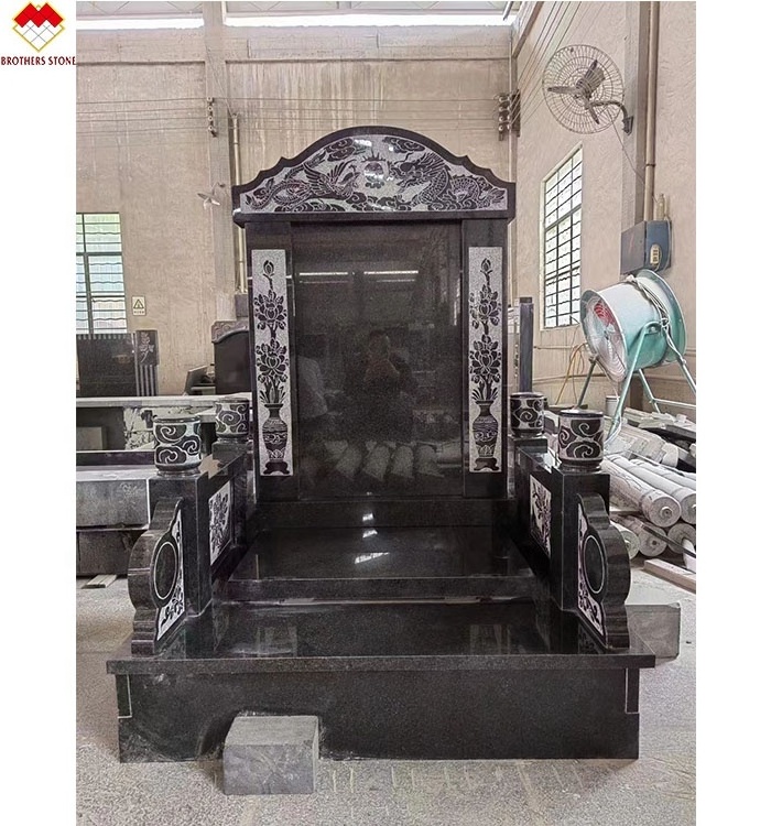 China headstone black granite cemetery monuments stones grave stone