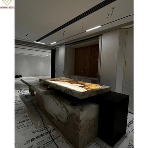 Luxury Stone stainless steel with white rose granite countertop customized translucent Pandora granite top kitchen table