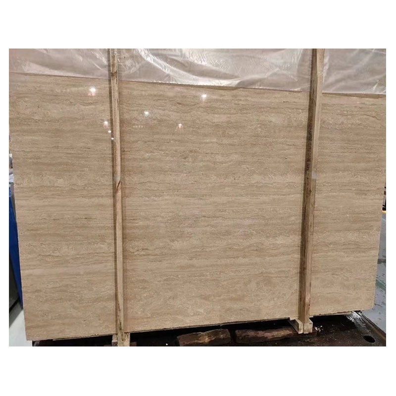 Beige Wooden Grains Travertine Marble Stone Floor Tiles Classic Minimalist European Design Travertine Wall Covering