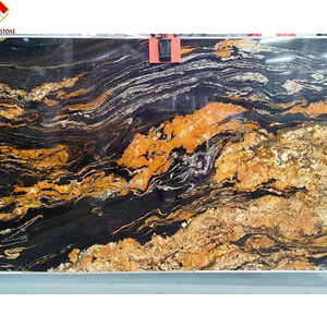 Modern Design Titanium Granite Slab Natural Black and Gold Matrix Granite Tile Polished Finish for Indoor Villa Cabinet Tops