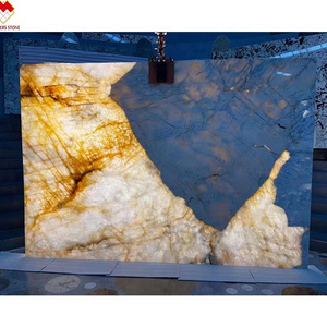 Backlit Patagoina Onyx Stone Translucent Pandora crystal white onyx marble for background and table tops