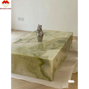 Luxury marble Afghanistan  green jade stone Transparent  green onyx for table top