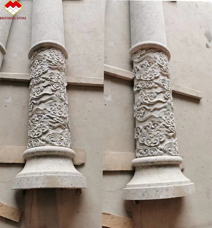 Architectural carving round granite creates marble outdoor hollow pillar design natural stone relief column