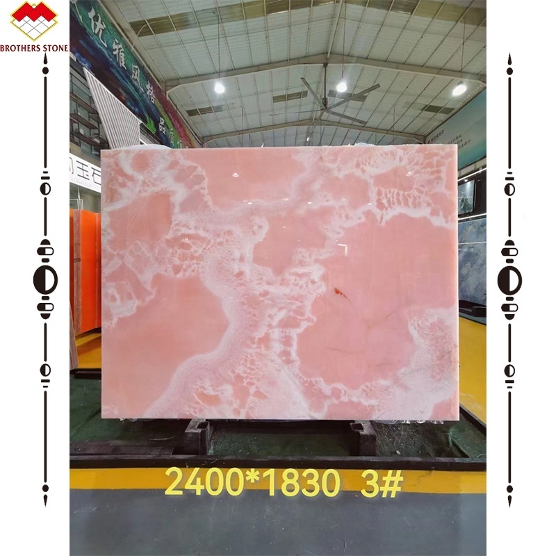 Luxury white pink onyx stone translucent pink onyx slabs and tiles for wall panel and table top