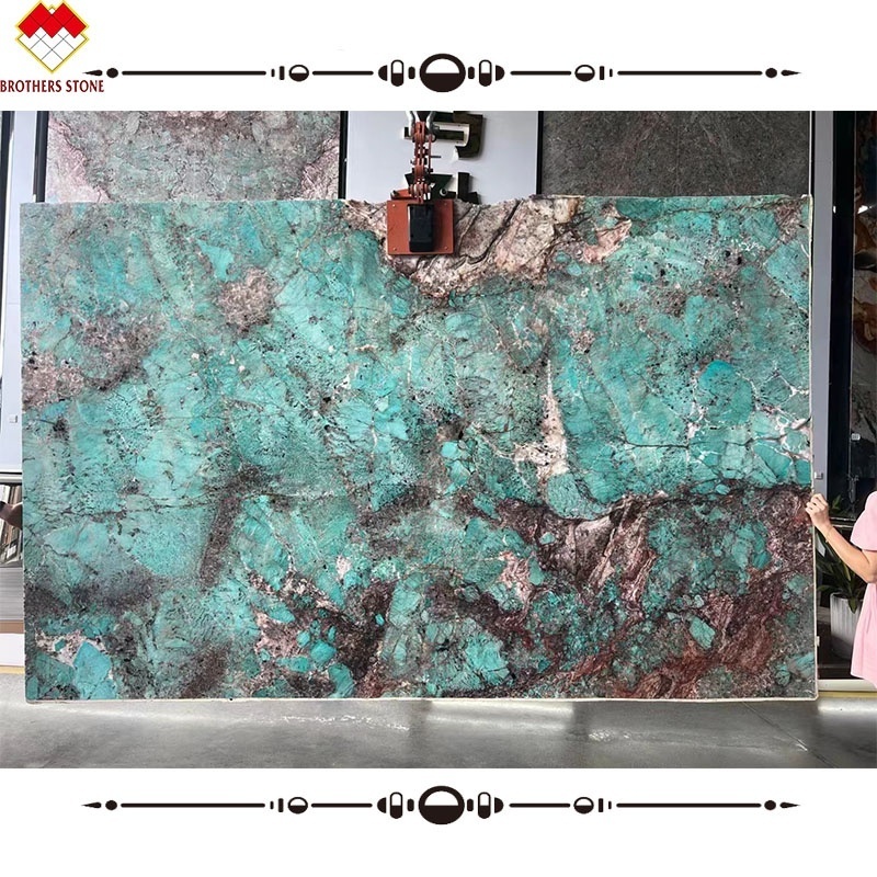 Portomare Quartzite Bright Amazon Green Marble Slabs Multicolor Verde Guatemala Dinner and Coffee Table for Villa