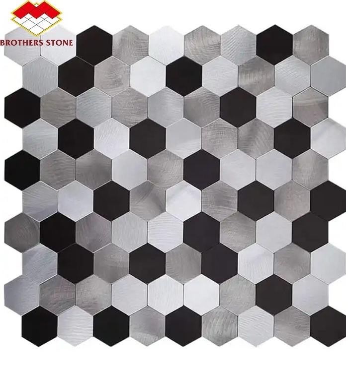 Modern Luxury Hexagon Mosaic Tile Thassos White Stone with Gold Copper Brass Waterjet Marble for Bathroom Kitchen Backsplash