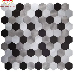 Modern Luxury Hexagon Mosaic Tile Thassos White Stone with Gold Copper Brass Waterjet Marble for Bathroom Kitchen Backsplash