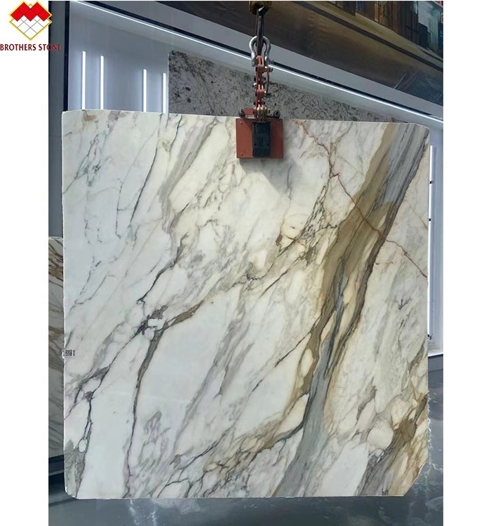 Italy Calacatta Gold/Borghini Marble Slabs Premium Quality for Modern Design for Table Top Island Countertop Stair Use