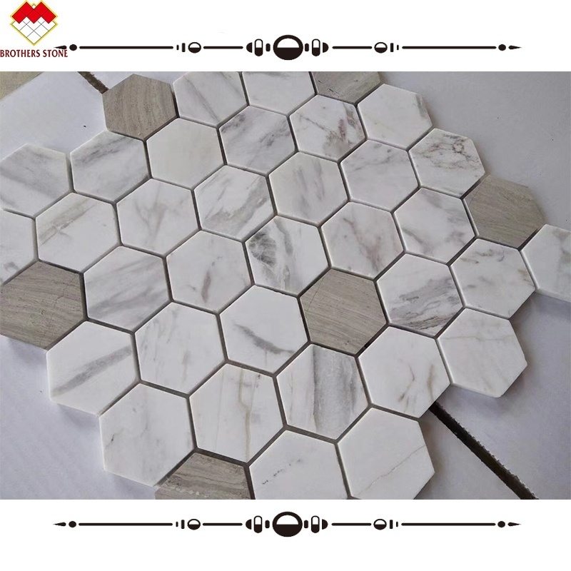 New design wooden veins marble stone mosaic tiles philippines for wall kitchen backsplash and wall flooring tiles