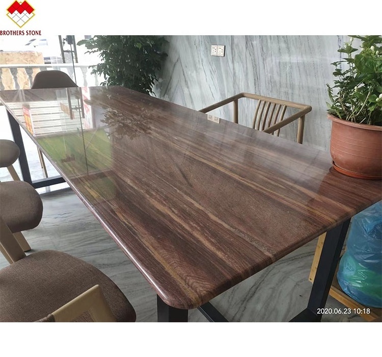 Wholesale Redwood grain verona Red Wood Look marble top center table Customized Natural Quartz Red Marble Top Coffee Table