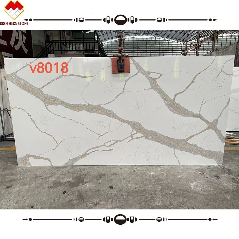 Customized Translucent Calucatta Series Artificial Onyx Stone Decorated Alabaster Calacatta Gold Quartz Stone Slab TV wall panel