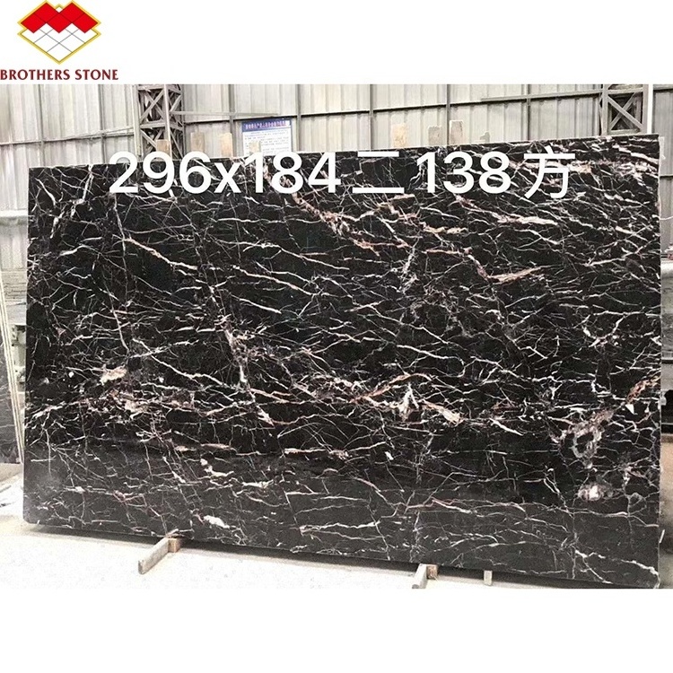 Golden black tulip marble with white red veins for home decoration brown marble stone slab