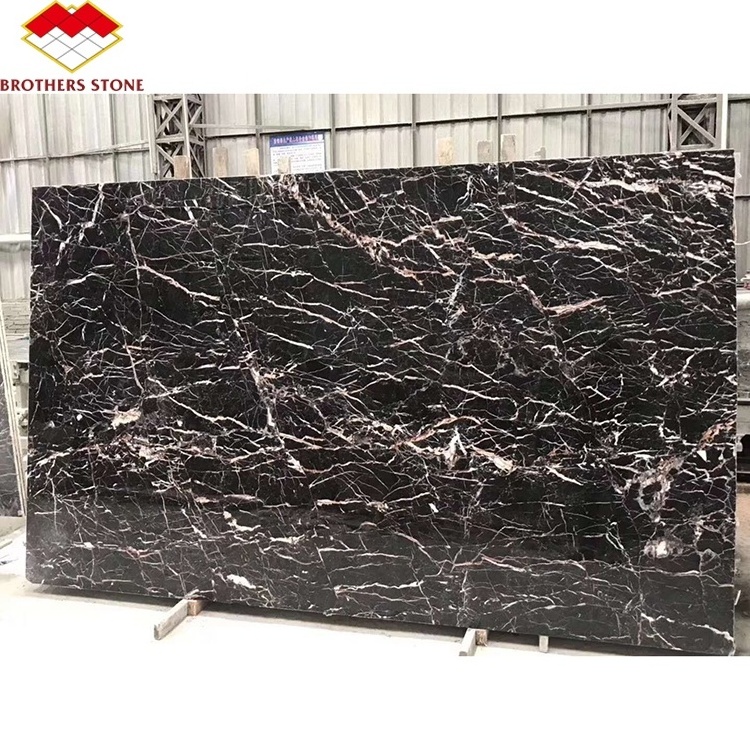 Golden black tulip marble with white red veins for home decoration brown marble stone slab