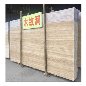 Beige Wooden Grains Travertine Marble Stone Floor Tiles Classic Minimalist European Design Travertine Wall Covering