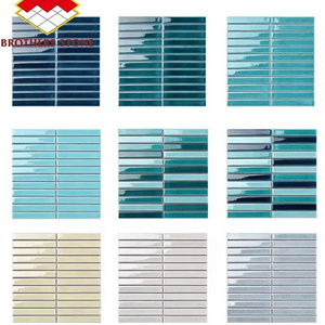 Modern Design Kitkat Finger Tiles Hot Sale Gradient Glazed Ceramic Mosaic Strip for Bathroom