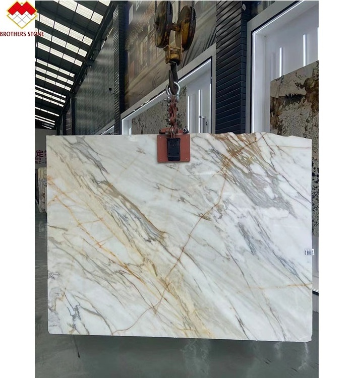 Italy Calacatta Gold/Borghini Marble Slabs Premium Quality for Modern Design for Table Top Island Countertop Stair Use