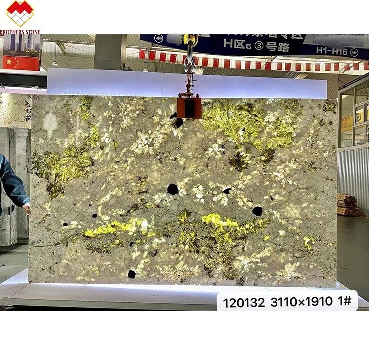 Brazil Picasso Beige Granite Slab Backlit Crystal Onyx  Marble Stone for exterior and interior wall decoration panel