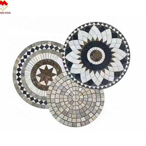 Colorful marble mosaic tile for outdoor floor and wall hexagon and round shape waterjet marble mosaic