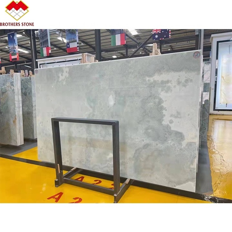 Wholesale translucent blue onyx wall panel blue marble cladding  transparent stone marmor onix tiles blue slab