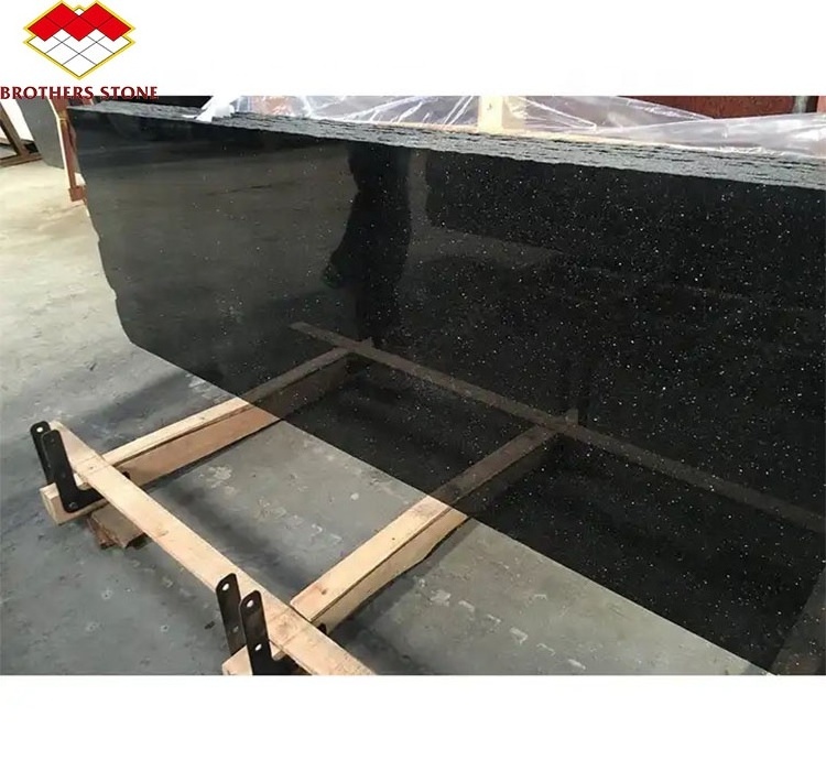 Modern Black-White Checked Granite Flooring Wholesale polished Indian Black Star Galaxy Granite Slabs for countertop