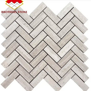 Modern Decorative Calacatta Marble Mosaic Irregular Herringbone Pattern Gold Mosaic Flooring for Kitchen