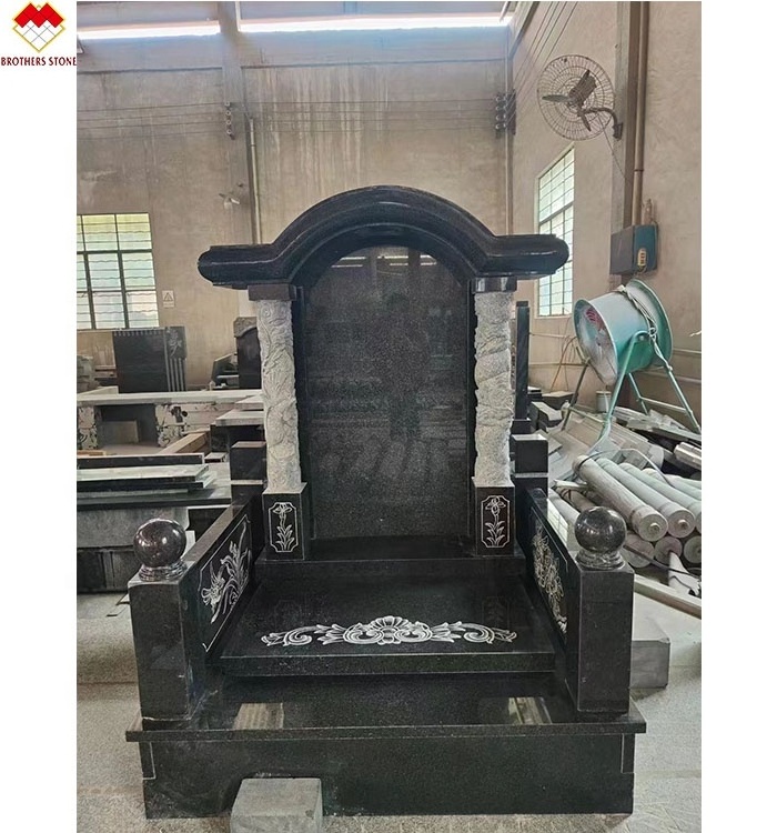 China headstone black granite cemetery monuments stones grave stone