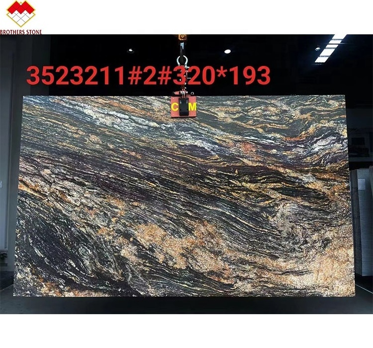 Modern Design Natural Black Granite with Gold Veins Polished Surface Slab for Villa Application Magma Gold Granit Counter top