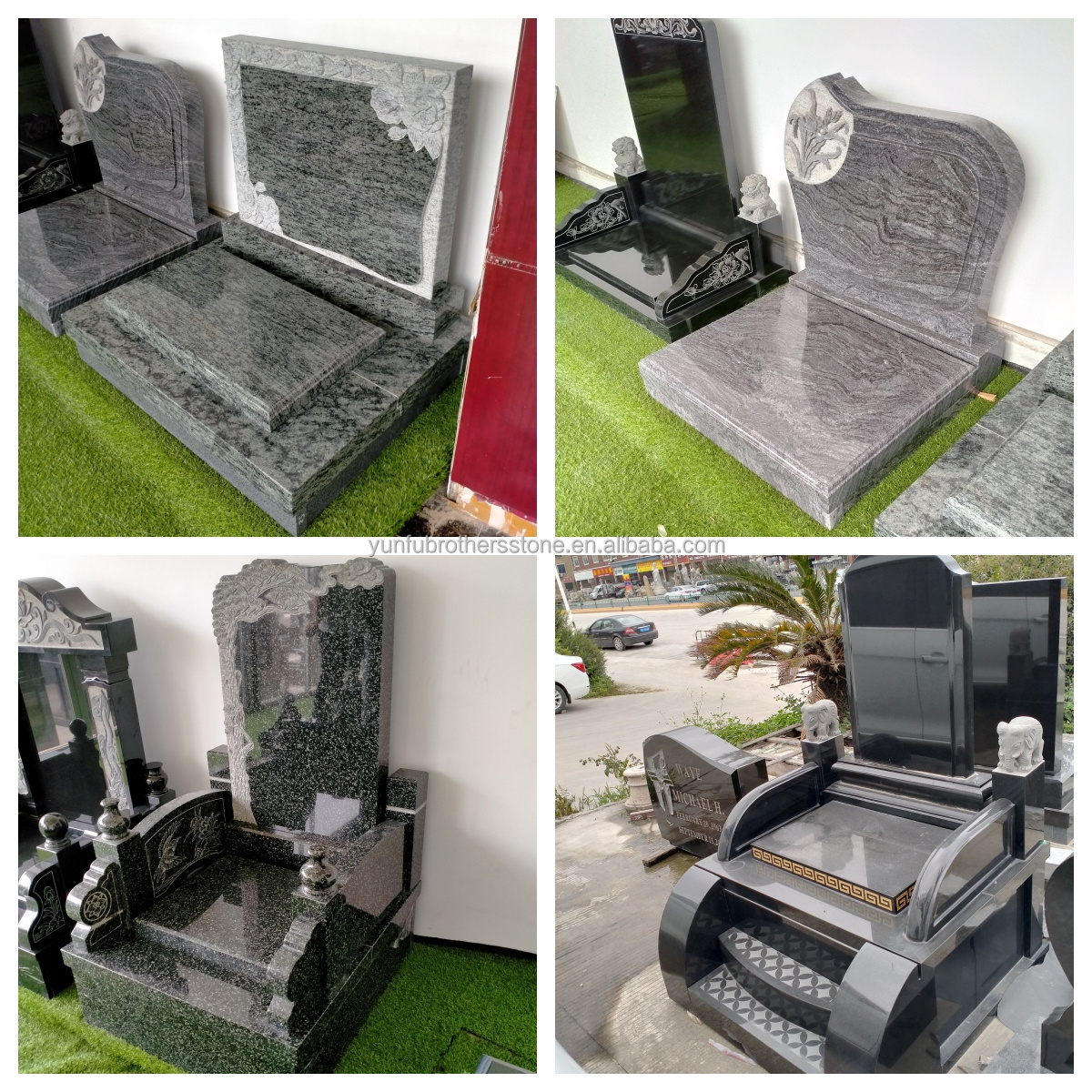 Italy style headstones cover wholesale  granite grave tombstones granite headstone base 3 stacked base