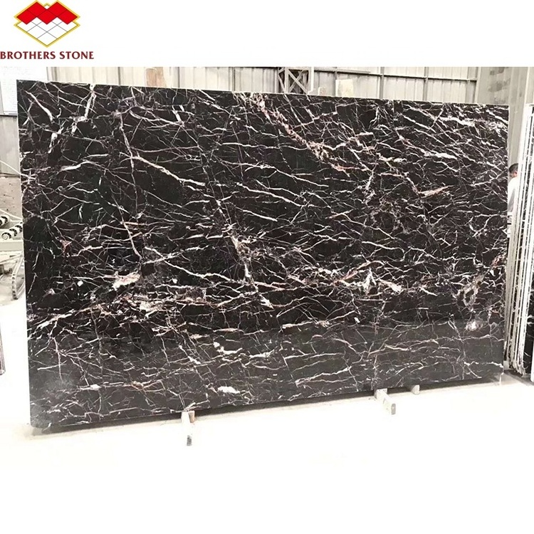 Golden black tulip marble with white red veins for home decoration brown marble stone slab