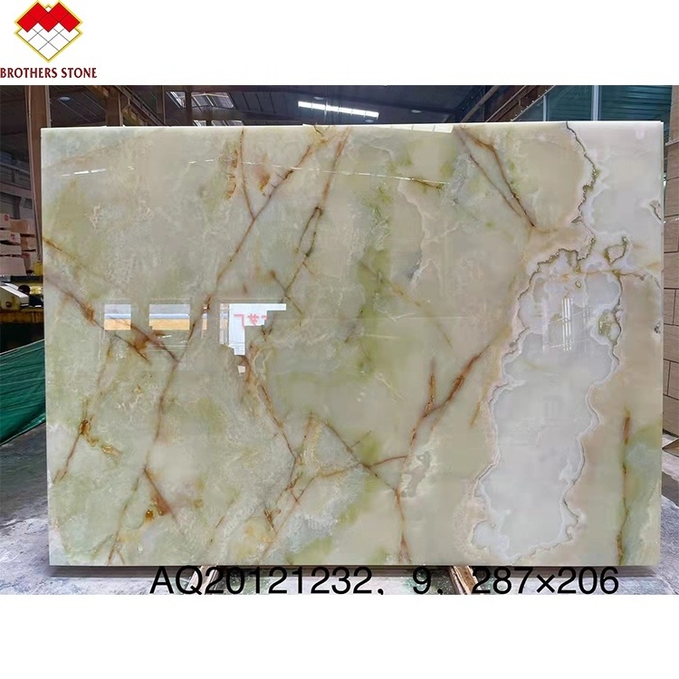 Yunfu Factory  luxury transparent Afghanistan light green onyx wholesale backlit green marble for onyx wall background