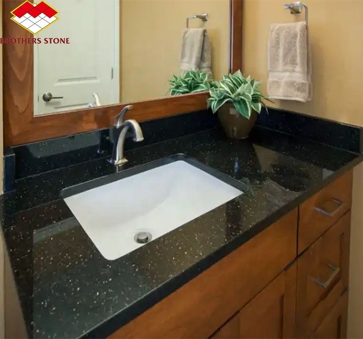 Modern Black-White Checked Granite Flooring Wholesale polished Indian Black Star Galaxy Granite Slabs for countertop